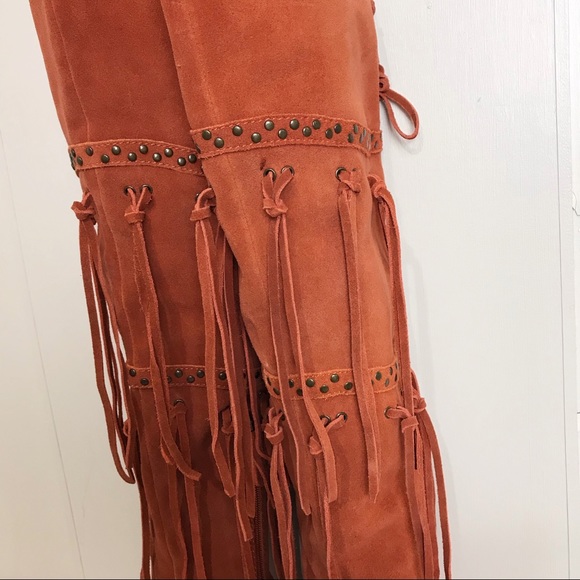 Mojo Moxy Brown Toreador Over knee Fringe Boots - Picture 5 of 8